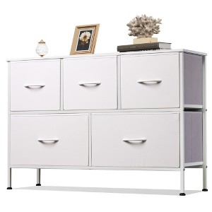 5 Drawer Dresser, Long Fabric Storage Unit for Bedroom, Closet, Living Room, Hallway & Nursery - 1 of 4