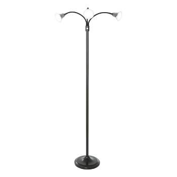 Hastings Home 3 Head LED Floor Lamp With Adjustable Arms, Touch Switch and Dimmer – Black
