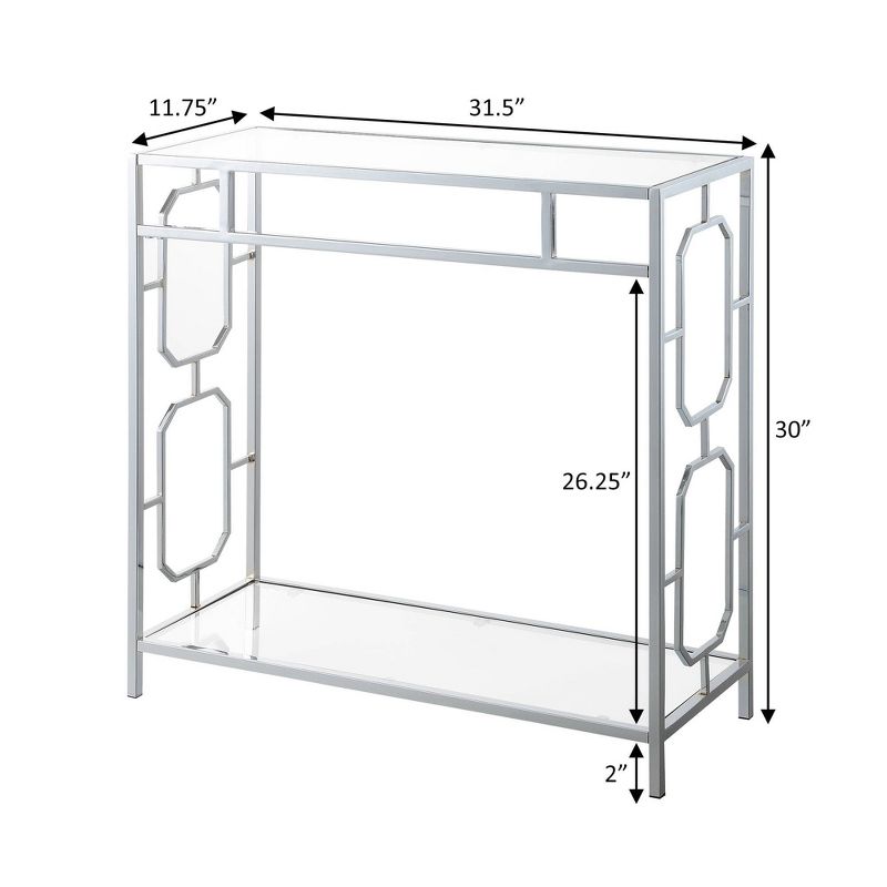 Omega Chrome Glass Hall Table with Shelf Glass/Chrome - Breighton Home, 4 of 5