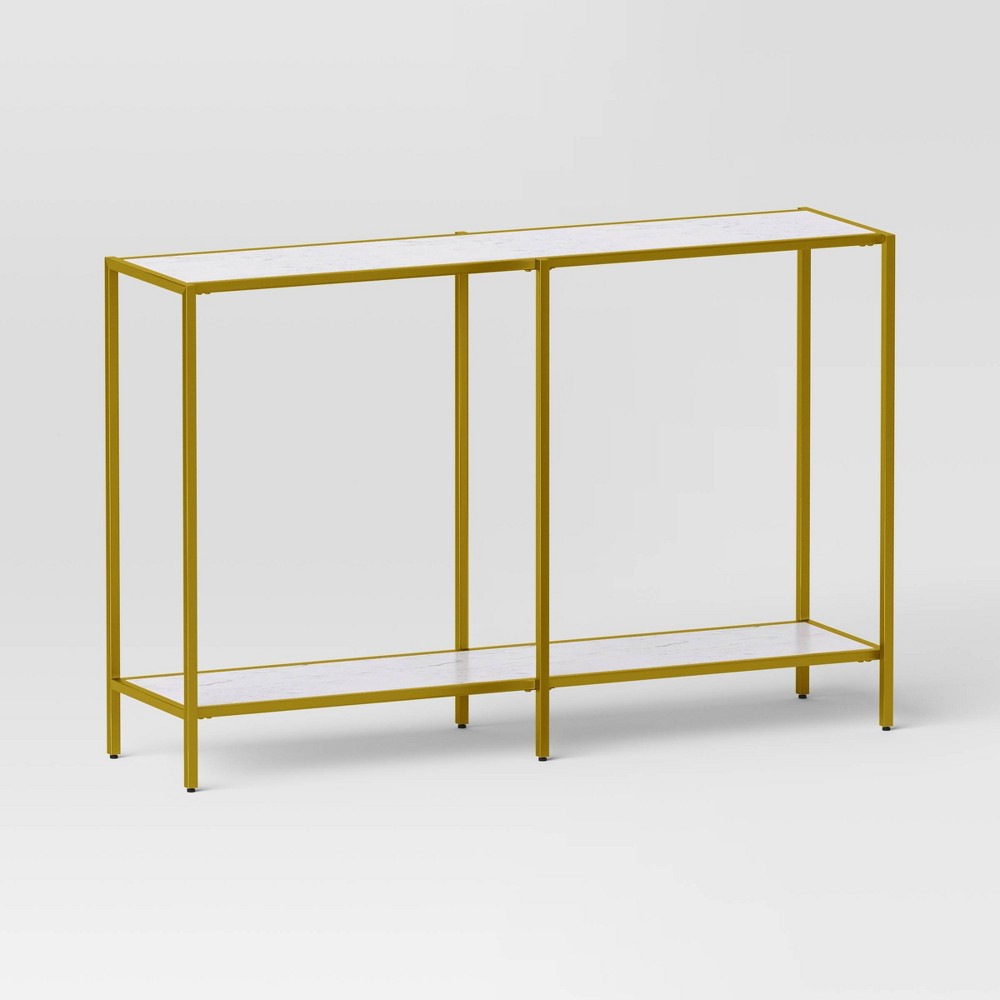 Photos - Dining Table Faux Marble and Metal Console Table Gold - Threshold™