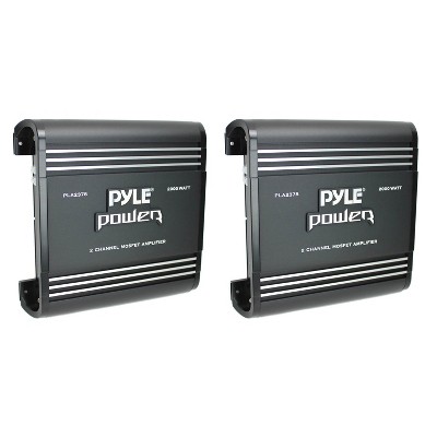 Pyle PLA2378 Bridgeable Slim 2 Channel 2000 Watt Car Audio Mosfet Power Amplifier Amp with Thermal Protection for Vehicle and Car Stereos (2 Pack)