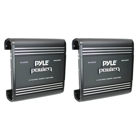 Pyle PLA2378 Bridgeable Slim 2 Channel 2000 Watt Car Audio Mosfet Power  Amplifier Amp with Thermal Protection for Vehicle and Car Stereos (2 Pack)