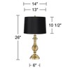 Regency Hill Fairlee Traditional Table Lamp 26" High Antique Brass Candlestick Black Fabric Drum Shade for Bedroom Living Room Bedside Nightstand Kids - 4 of 4