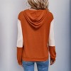 Women Color Block Hoodies Casual Henley Pullover Sweatshirts Long Sleeve Hooded Tops - 4 of 4