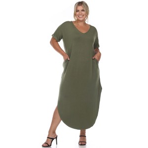 Plus Size Short Sleeve V-neck Maxi Dress - 1 of 4