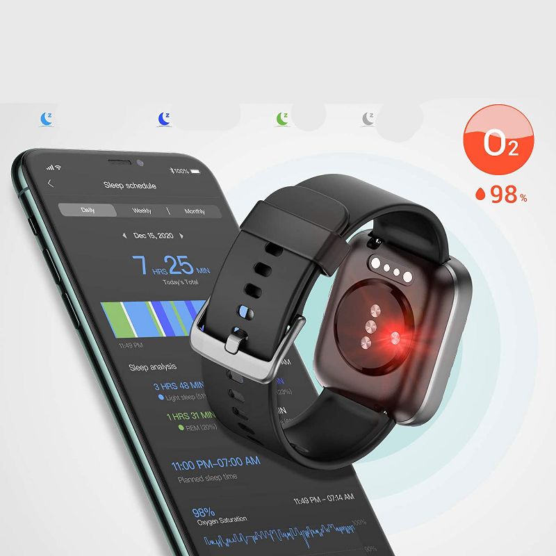 Letsfit  Smartwatch Fitness Tracker with Blood Oxygen Saturation & Heart Rate Monitor For iPhone and Android IW1, 3 of 9
