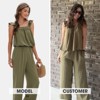 EXLURA Womens Summer 2 Piece Sets Sleeveless Square Neck Tie-Back Cami Top Wide Leg Pants Matching Set Beach Vacation Outfits - 2 of 4