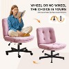 VINGLI Swivel Armless Criss Cross Vanity Chair with Wheels/no Wheels,Rocking Cross-Legged Office Desk Chair,  Teddy Fleece - 3 of 4