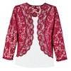 Collections Etc Stylish Scallop Trim Lace Open front Shrug with 3/4 Length Sleeves - 2 of 4