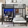 TIRAMISUBEST Full XL Over Twin Metal Bunk Bed - Space-Saving Design with Folding Desk, Built-In Closet & LED Lights, Noise-Reduced, Black - 3 of 4