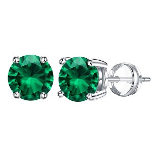 Turandoss Birthstone Stud Earrings for Women - S925 Sterling Silver Flat Back Cartilage Earring Set for Multiple Piercing, Christmas Gifts for Women - 1 of 4