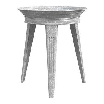 Panacea 82930 Galvanized Vinage Style 3 Legged Metal Bird Bath and Pedestal Stand for Patios, Porches, & Decks, 18 Inch Diameter, 22 Inch Height, Gray