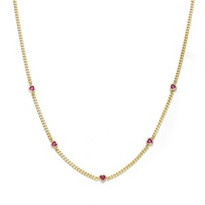 Guili 14K Gold Plated Chain Necklace with Ruby Red Heart Accents Offers a Bold, Romantic Touch with Vibrant Color for a Striking Everyday Look - 1 of 2