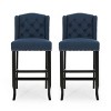 31" Upholstered Counter Bar Stools Set of 2 with Tufted Wingback,Nailhead Trim & Solid Wood Legs for Bar Kitchen Island-Baofuwish - 3 of 4