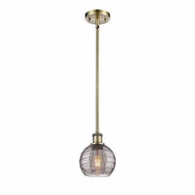 Athens Deco Swirl - 1 Light Stem Hung Mini Pendant In Industrial Style-8 Inches Tall and 6 Inches Wide
