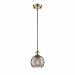 Athens Deco Swirl - 1 Light Stem Hung Mini Pendant In Industrial Style-8 Inches Tall and 6 Inches Wide - 1 of 1
