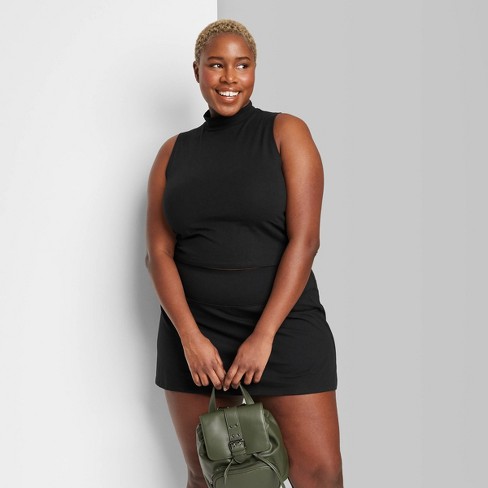 Women's Mock Turtleneck Tank Bodysuit - A New Day™ Black 4x : Target