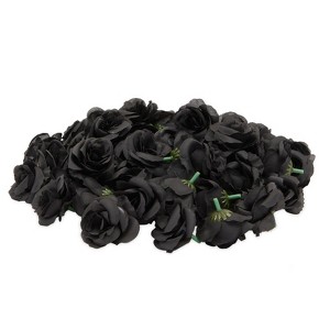 Bright Creations 50 Pack Artificial Black Rose Flower Heads for Arts and Crafts, Stemless Roses (2 in) - 1 of 4