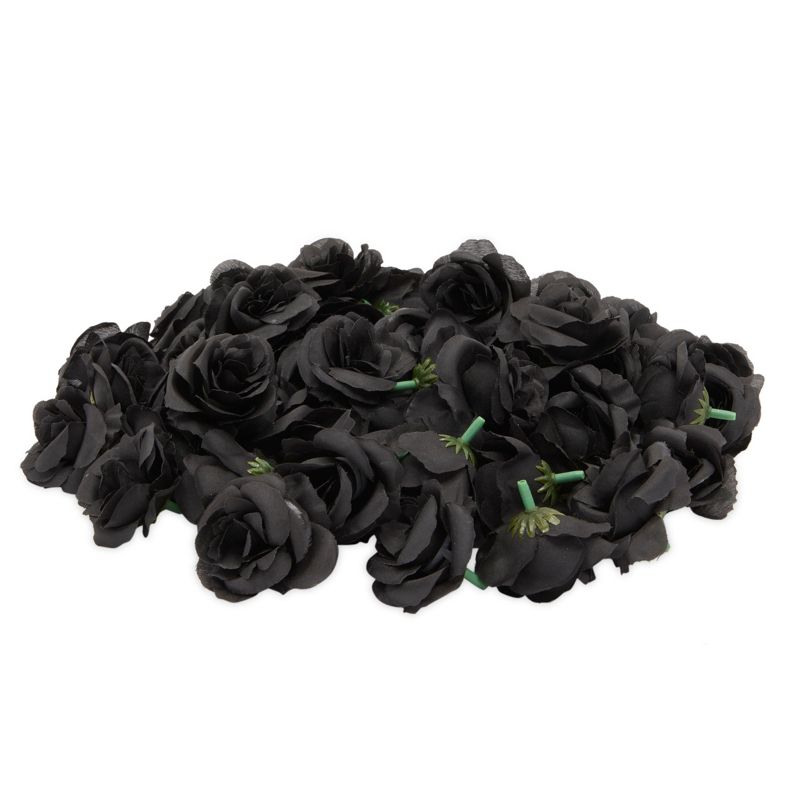 Bright Creations 50 Pack Artificial Black Rose Flower Heads for Arts and Crafts, Stemless Roses (2 in), 1 of 9