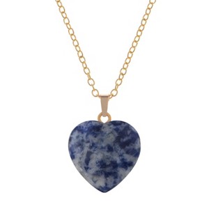 Natural Stone Heart Gemstone Healing Crystal Pendant Lucky Blessing Energy Necklace for Women Men - 1 of 4