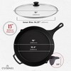 Cuisinel Cast Iron Skillet + Glass Lid + Pan Scraper - 15"-Inch with Cover + Heat-Resistant Silicone Handle Grip - 4 of 4