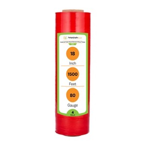 PSBM 4 Rolls Tinted Red, Hand Pallet Stretch Wrap, 18 in. x 1500 Ft. x 80 Gauge - 1 of 1