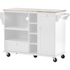 Dexmalle White Kitchen Island Cart with Storage Cabinet and Two Locking Wheels - 4 of 4