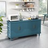 TiramisuBest Retro 3-Door Sideboard with Large Storage Space，Rattan Doors and Metal Handles, Accent Cabinet for Living and Hallway (Antique Black) - 3 of 4