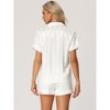 cheibear Women's Satin Button Down Short Sleeve and Shorts Pajama Set - 3 of 4