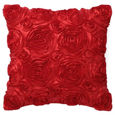 3D Rose Motif from Antique Textile Pillow Case 16 x 16 