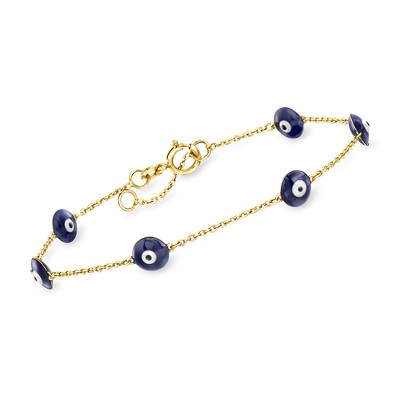 Pure Collection by Ross-Simons Italian Multicolored Enamel Evil Eye Station Bracelet in 14kt Yellow Gold