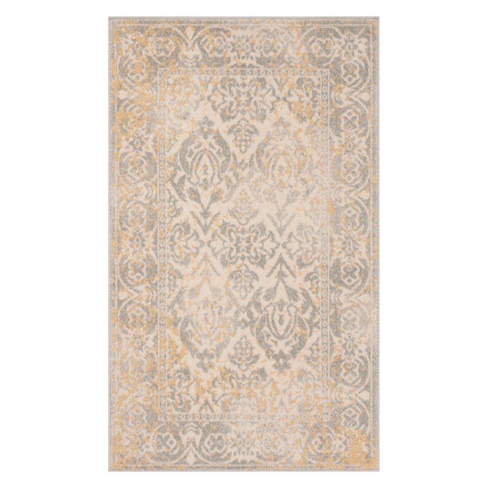 3'x5' Krystal Medallion Loomed Area Rug Ivory/Gray - Safavieh
