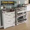 Shoe Storage Cabinet with 2 Flip Drawers & 2 Drawers, Hidden Narrow Shoe Rack, White - 3 of 4