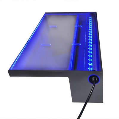 Pondmaster Self-Contained LED Lighted Waterfall 12 inch Spillway for Gardens, Ponds or Pools with Low-Energy 6 Watt Light Bar, Blue