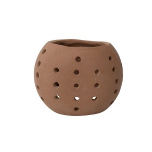 Storied Home Handmade Terracotta Candle Holder with Cutouts - 1 of 4