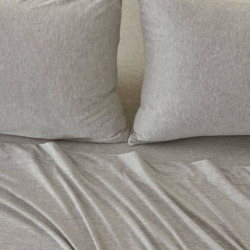 Full Super Soft T-shirt Jersey Knit Sheet Set Light Gray - Isla Jade