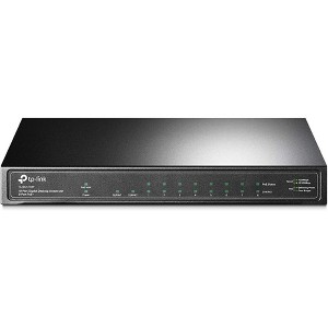 TP-Link 8 Port Gigabit PoE Switch 8 PoE+ Ports 63W, 1 Uplink Gigabit Port + 1 SFP Slot Desktop Wall-Mount Black (TL-SG1210P) Manufacture Refurbished - 1 of 4