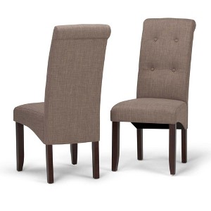 Essex Deluxe Tufted Parson Chair Set of 2 Light Mocha Linen Look Fabric - Wyndenhall, Light Brown