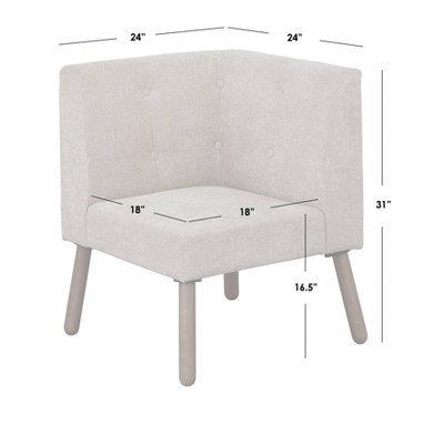 Retro Charm Blue Fabric Button-Tufted Corner Chair