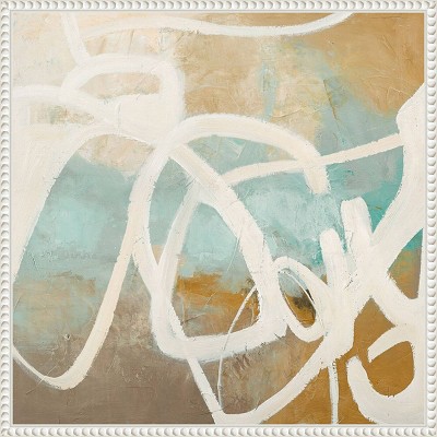 Notify Abstract White and Blue Canvas Wall Art with Frame