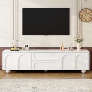 TV Entertainment Center With 5 Iron Round Legs For TVs Up To 75",TV Cabinet Storage With Arched Doors And 2 Drawers,TV Stands Corner-Maison Boucle - 1 of 4