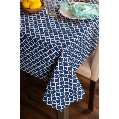 Nautical Blue and White Cotton Rectangular Tablecloth