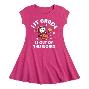 Girls' - Peanuts - 1st Grade Just Got Cooler Fit & Flair Cap Sleeve Dress - 1 of 2