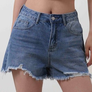 Women's Distressed Denim Shorts - Classic 5-Pocket Style with Button & Zip Closure Cherie Code - 1 of 4