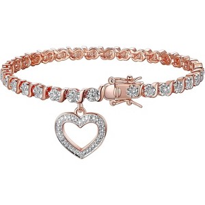 14k Rose Gold Plated Diamond Accent Tennis Bracelets Bracelets with Accent S-Link Chain - 1 of 4