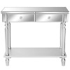 Karl Home Modern Silver Mirrored 2-Drawer Computer Desk with Shelf – 31.89×13.58×31.10in - 4 of 4