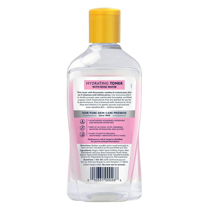 Dickinson&#39;s Enhanced Witch Hazel with Rosewater Alcohol-Free 98% Natural Formula Hydrating Toner - 16 fl oz, 3 of 8