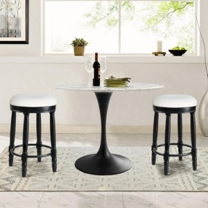 Black Bar Stools Set of 2, 26" Counter Height, 360° Swivel Wooden Bar Stools - 1 of 4