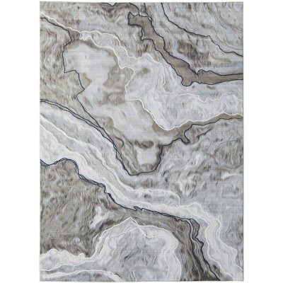 Gaspar Modern Abstract Taupe/Gray/Blue Area Rug