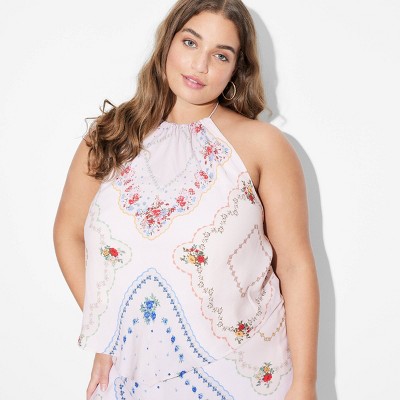 Women's Scarf Halter Top - Wild Fable™ White Floral